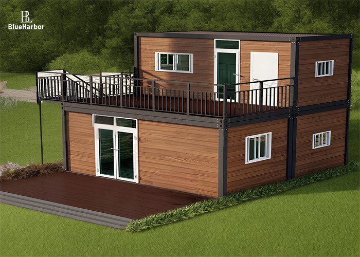 Moradia de 2 andares Casas modulares com terraço Sala de sol Cor opcional